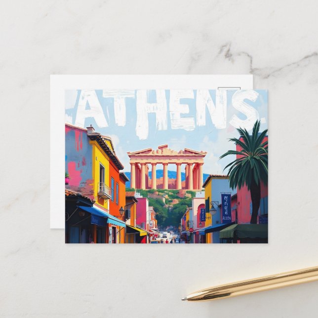 Athens  postcard (Front/Back In Situ)