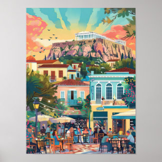 Athens Print Athens Illustration Greece Travel Pos
