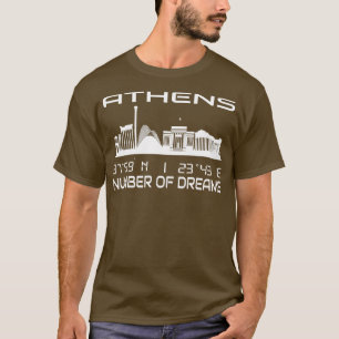 Athens Skyline GPS Coordinates Greece 2 T-Shirt