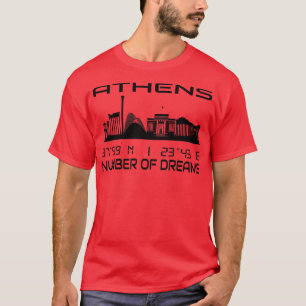 Athens Skyline GPS Coordinates Greece T-Shirt