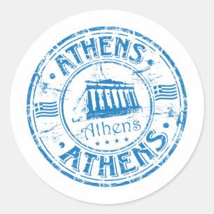 Athens Stamp Classic Round Sticker