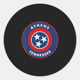 Athens Tennessee Tn Flag Dge Roundlet Souvenir Classic Round Sticker