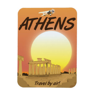 Athens "Travel by air" Golden Sunset Magnet