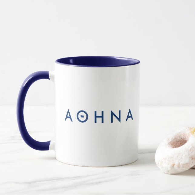 'ATHENS' typography Athens in Greek Mug (With Donut)