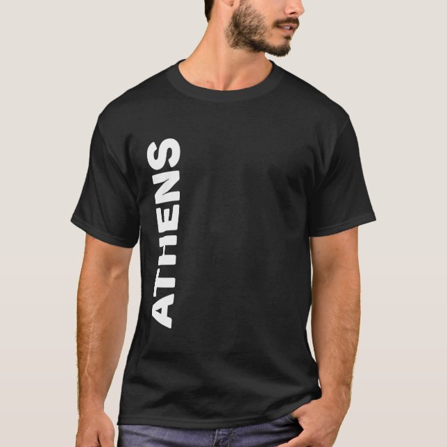 Athens Vertical Text T-Shirt (Front)