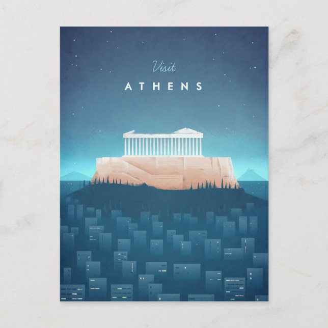 Athens Vintage Travel Poster - Art Postcard (Front)