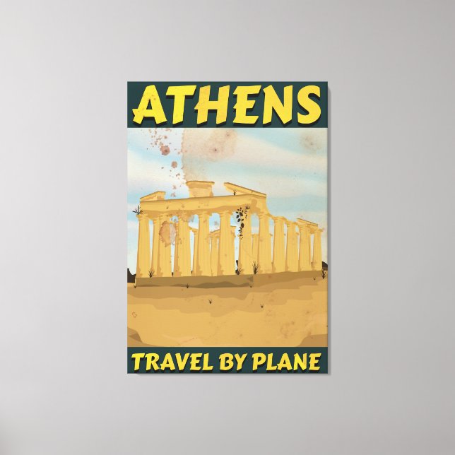 Athens vintage travel poster canvas print (Front)