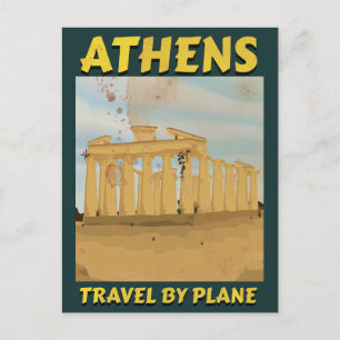 Athens vintage travel poster postcard