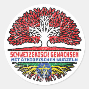 Äthiopien Äthiopisch Schweizer Schweiz Baum Wurzel Classic Round Sticker