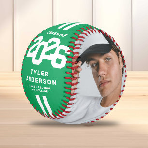 Athlete 2026 Green Graduation Custom Photo Baseball