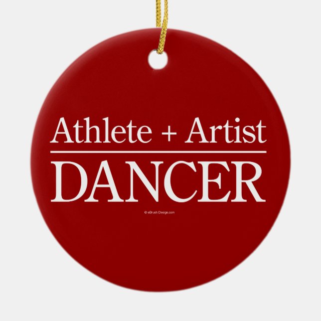 Athlete + Artist = Dancer Ceramic Tree Decoration (Front)