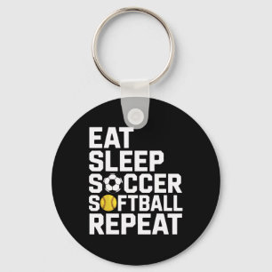 Athlete Eat Sleep Soccer Repeat Softball Enthusias Key Ring