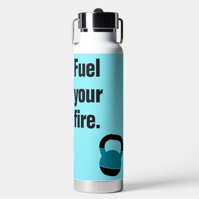 Athlete Fitness Coach Kettlebell Fuel Your Fire Water Bottle (Front)