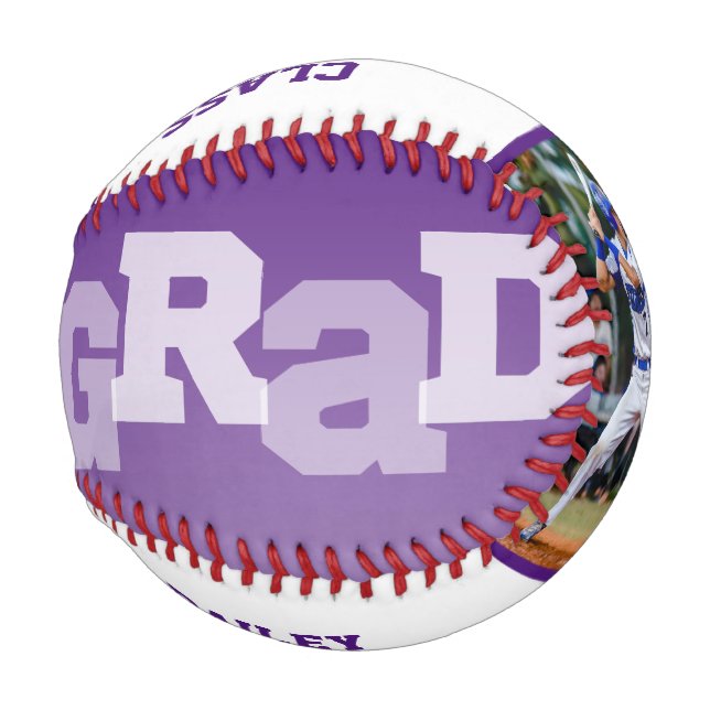 Athlete GRAD Purple Ombre Graduation Photo Baseball (Front Right)