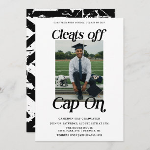 Athlete Graduation Cleats off Cap On Invitation