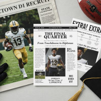 Athlete Graduation Invitation Sports Newspaper
