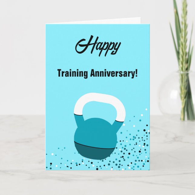 Athlete Kettlebell Happy Training Anniversary Card (Front)