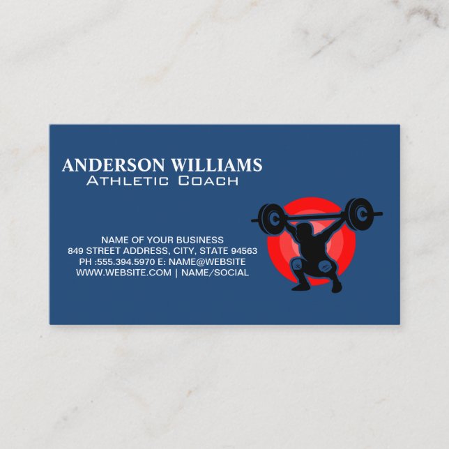 Athlete Lifting Weights | Coach Business Card (Front)