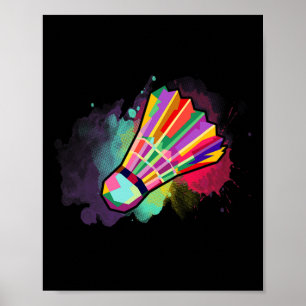 Athlete Men Women Kids Shuttle Badminton Colourful Poster