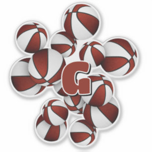 athlete monogram on maroon white basketballs