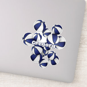 athlete name on cluster of blue white basketballs