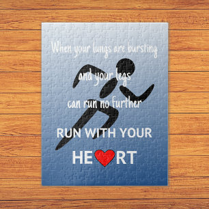 Athlete quotation blue sports jigsaw puzzle