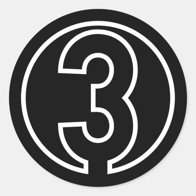Athletes Number 3 circle shape Classic Round Sticker (Front)