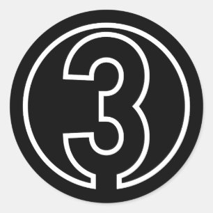Athletes Number 3 circle shape Classic Round Sticker