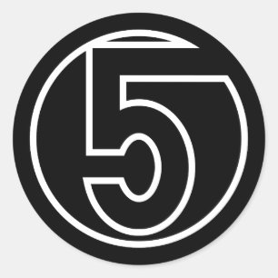 Athletes Number 5 circle shape Classic Round Sticker