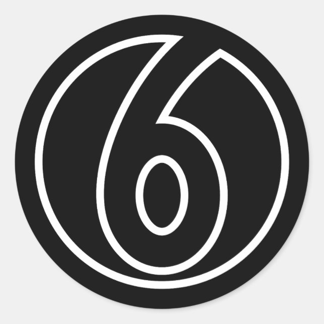 Athletes Number 6 circle shape Classic Round Sticker (Front)