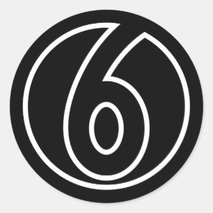 Athletes Number 6 circle shape Classic Round Sticker