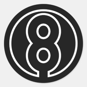 Athletes Number 8 circle shape Classic Round Sticker
