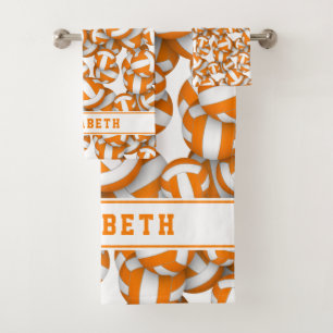 athletes orange team colours volleyball player nam bath towel set