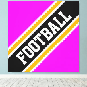 Athletic Bold Black FOOTBALL Stripes Canvas Print