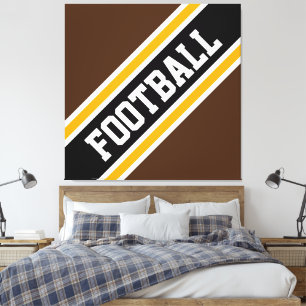 Athletic Bold Brown Yellow Black FOOTBALL Stripes Canvas Print