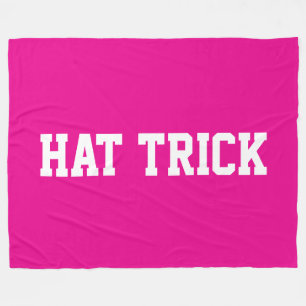 Athletic Bold White HAT TRICK Text On Bright Pink Fleece Blanket