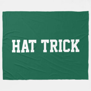 Athletic Bold White HAT TRICK Text On Hunter Green Fleece Blanket