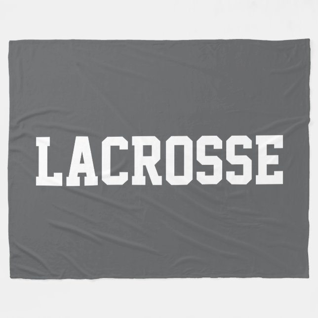 Athletic Bold White LACROSSE Text On Classy Gray Fleece Blanket (Front (Horizontal))