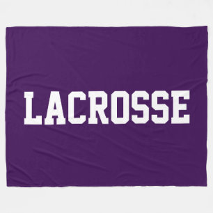 Athletic Bold White LACROSSE Text On Dark Purple Fleece Blanket