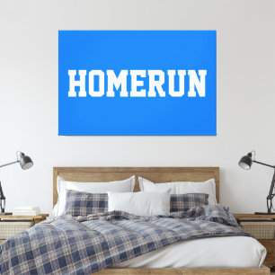 Athletic Bright Blue Sporty White HOMERUN Text Canvas Print