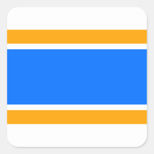 Athletic Bright Blue Yellow White Racing Stripes Square Sticker