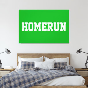 Athletic Bright Sporty White HOMERUN Text Canvas Print