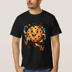 Athletic Chocolate Chip Cookie Running Cartoon Mas T-Shirt