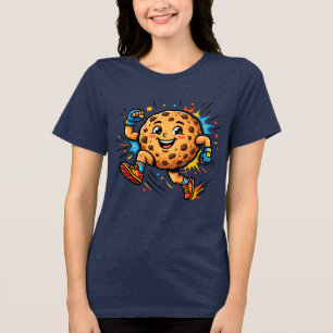 Athletic Chocolate Chip Cookie Running Cartoon Mas Tri-Blend Shirt