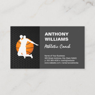 Athletic Coach   Basketball Player Dunking Business Card