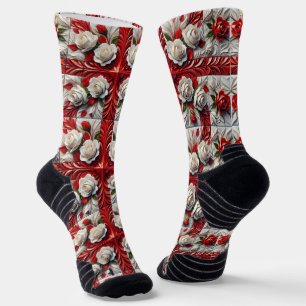 Athletic Crew Sock with English Roses