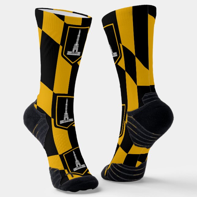 Athletic Crew Sock with flag of Baltimore, U.S. (Angled)