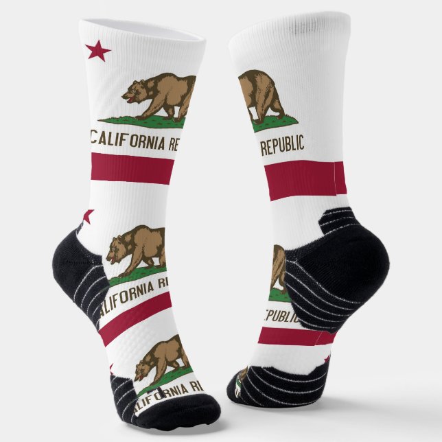 Athletic Crew Sock with flag of California, U.S. (Angled)