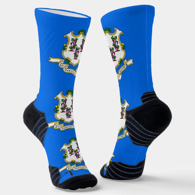 Athletic Crew Sock with flag of Connecticut, U.S. (Angled)