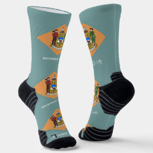 Athletic Crew Sock with flag of Delaware, U.S.